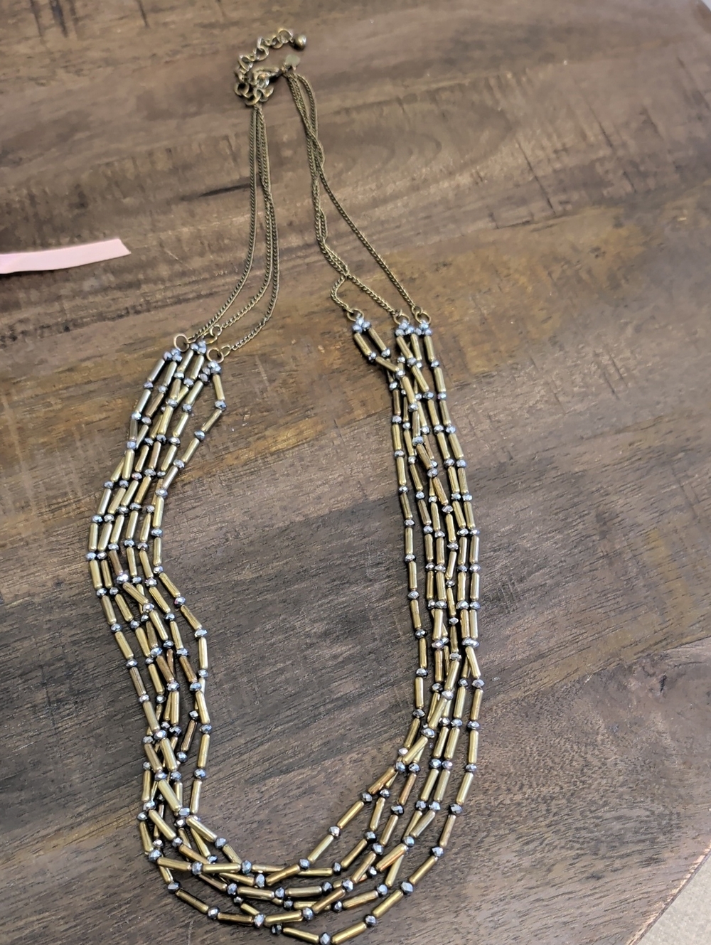 Chicos Multi-Strand Gold and Silver Bead Necklace